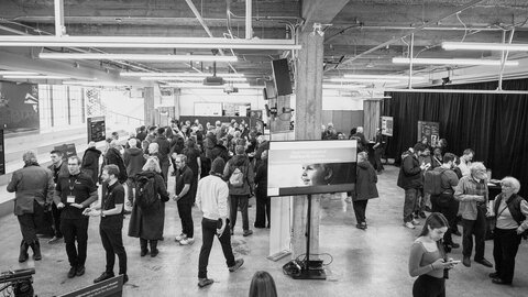 Attendees networking at a past event